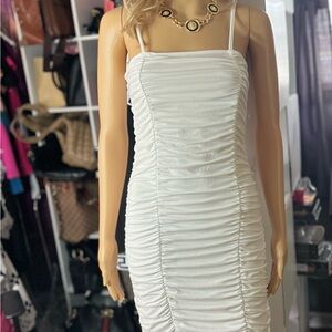 White Ruched dress size Large. New